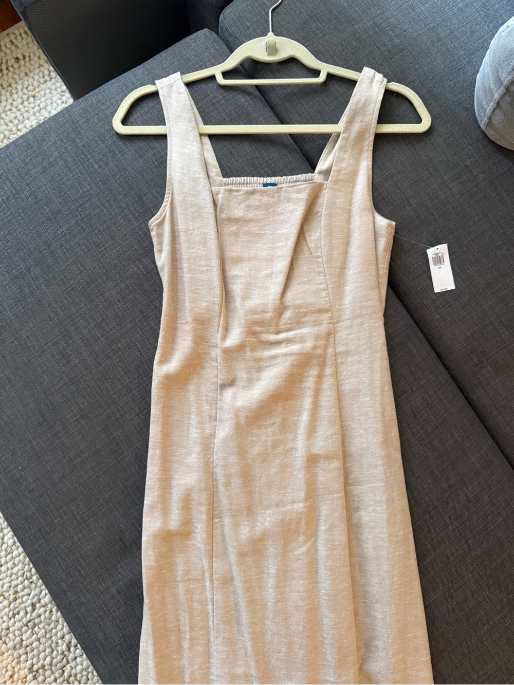 Old Navy Sleeveless Square-Neck Midi Dress in Light Beige